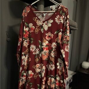 LuLaRoe Burgundy Floral Dress